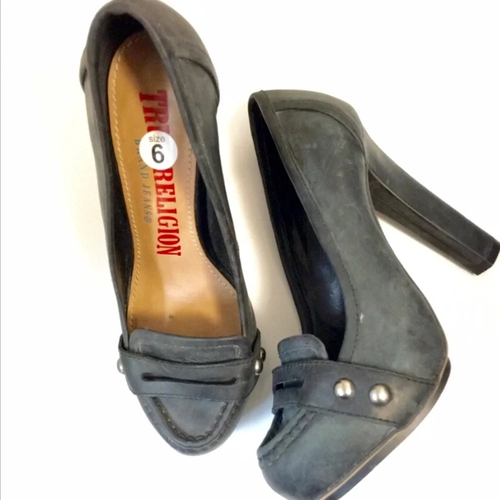 True Religion Black Heels Size 6M